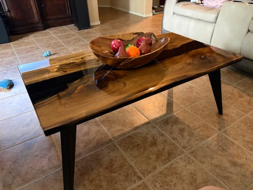 Customer photo review of Live Edge Coffee Table - Walnut Wood Black Epoxy Center Table Handmade