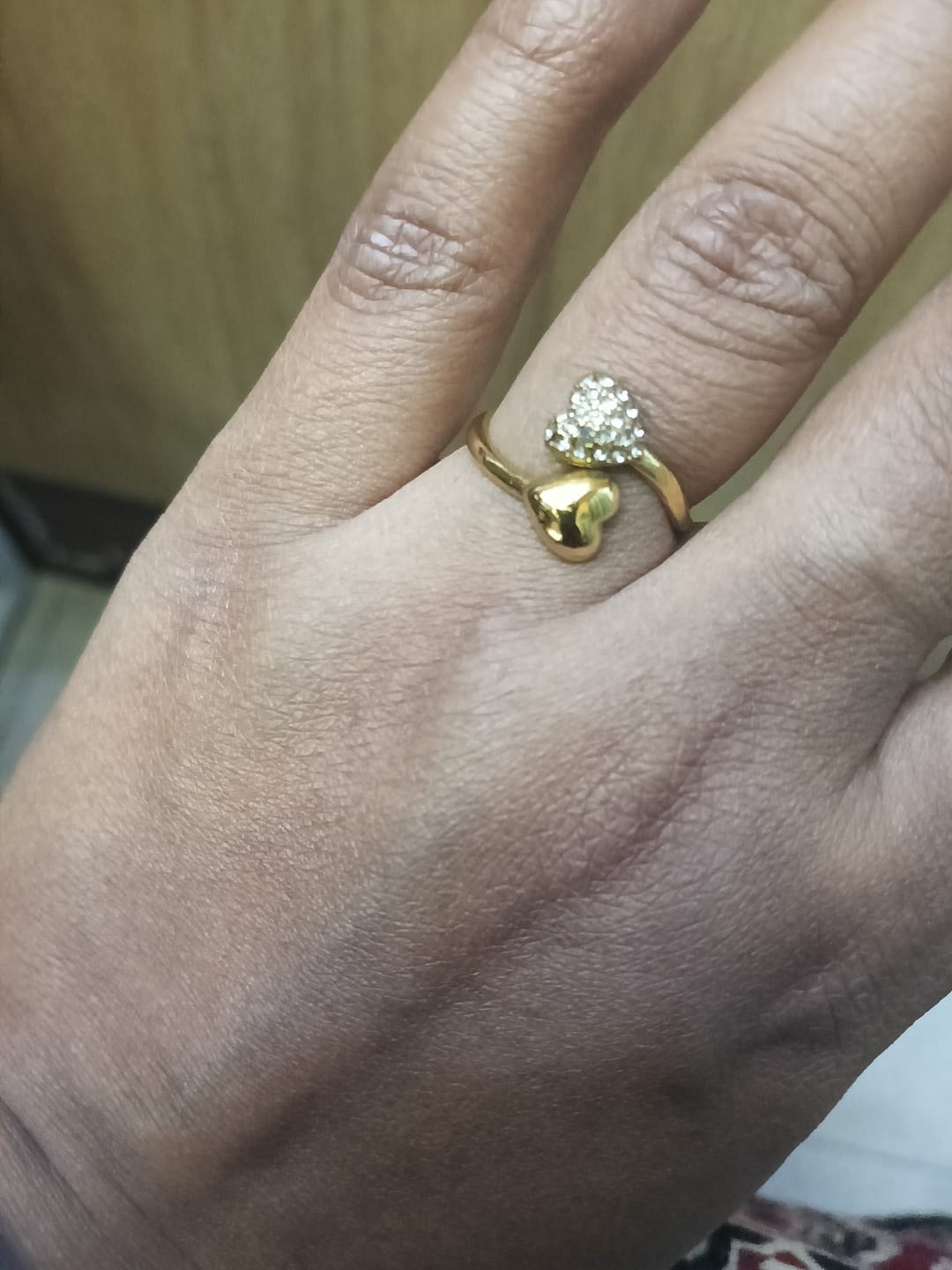 Customer photo review of Gold Stone Studded Heart Shaped Ring