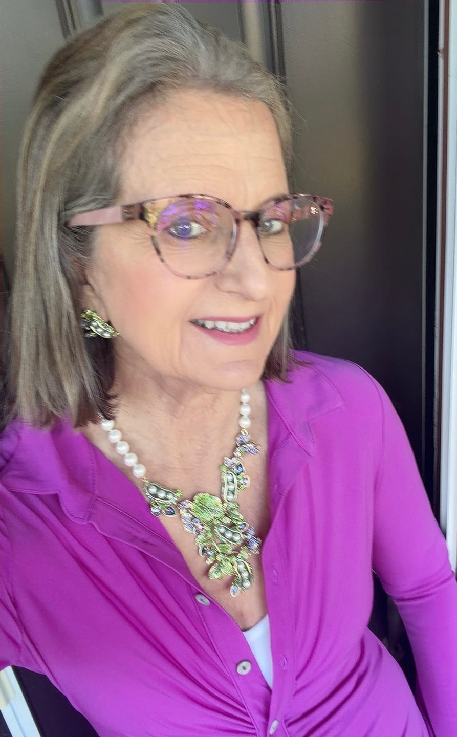 Customer photo review of Heidi Daus®"Sweet Peas" Beaded Crystal  & Enamel Pea Button Earrings