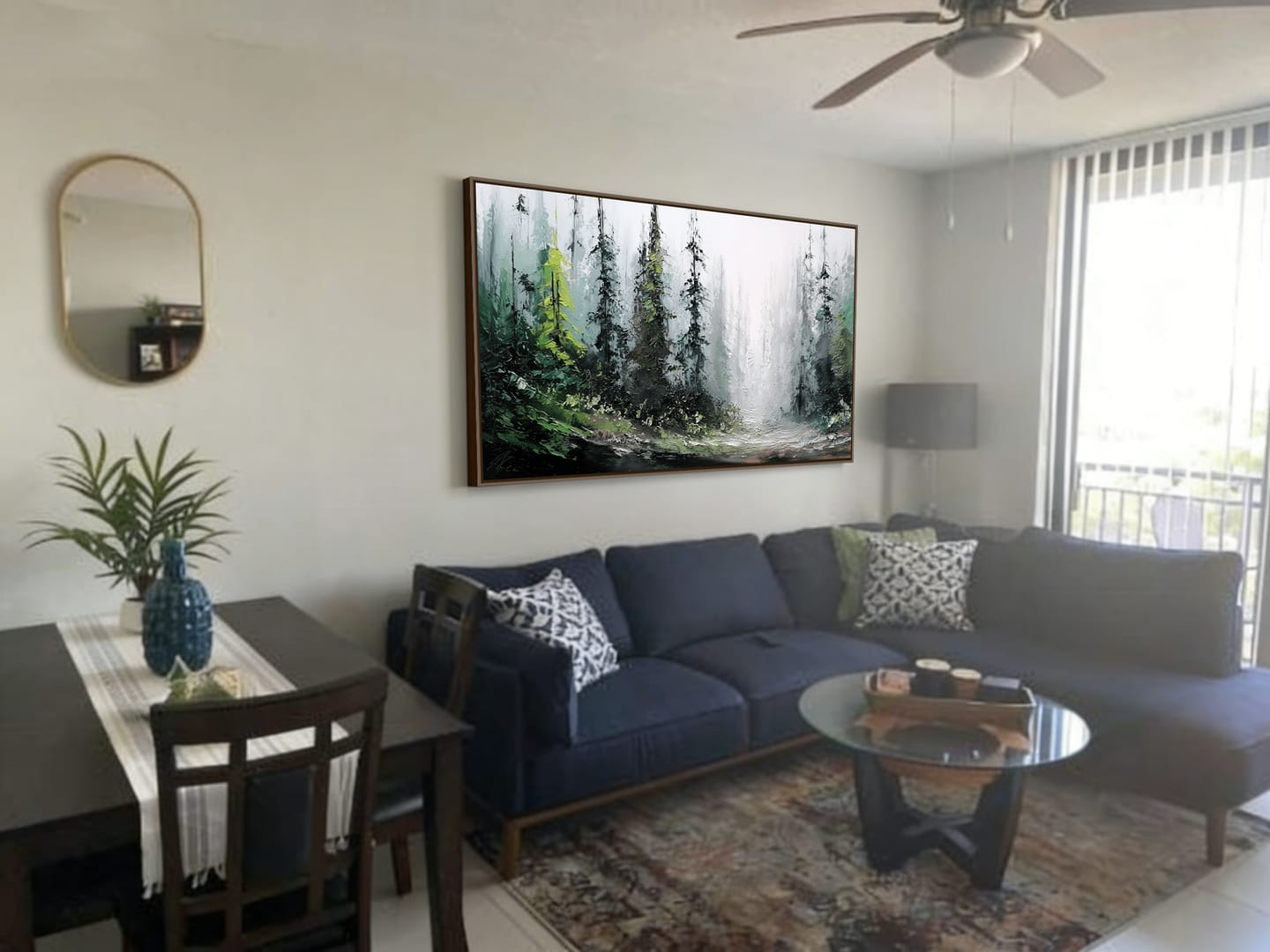 Customer photo review of Misty Pines Textured Forest Landscape Painting