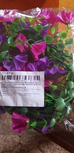 Customer photo review of Artificial Morning Glory Flower Vine – Silk Hanging Floral Garland for Wedding Arch, Outdoor Garden Decor, Valentine’s Day Wreath, DIY Home Decorations