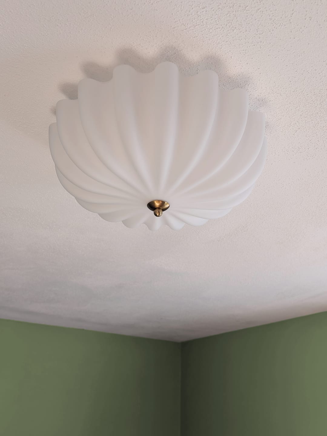 Customer photo review of Modern 3-Light Ivory White Daisy Glass Semi-Flush Mount