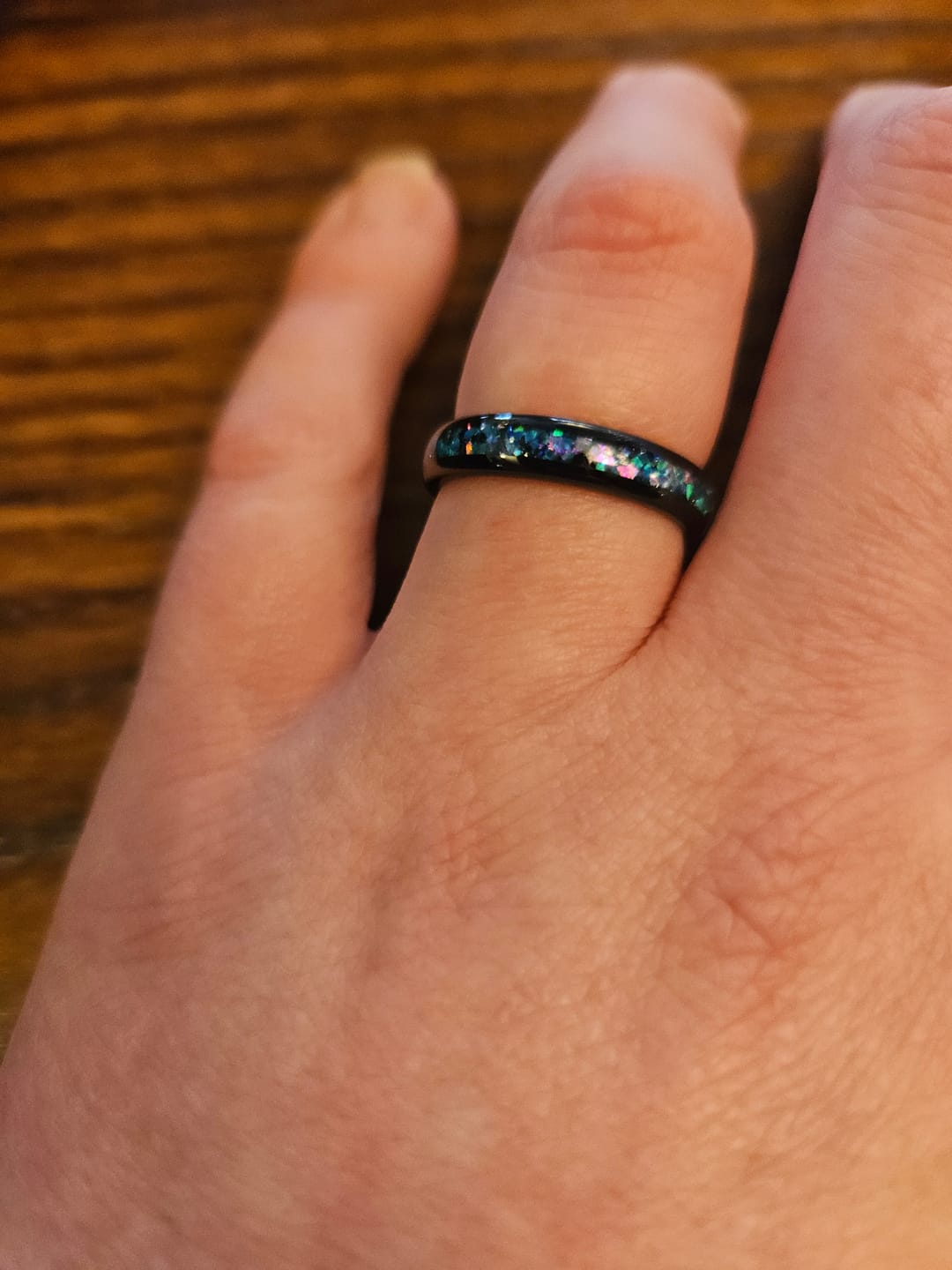 Customer photo review of The Black Opal 4mm Wonder Ring
