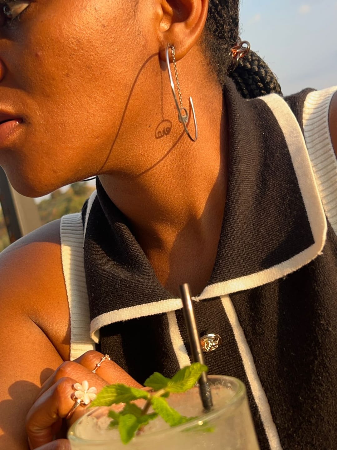 Customer photo review of Silver Era Drop Hoops