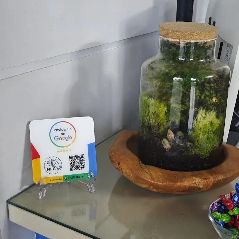 Customer photo review of Placa Reseñas Google NFC & QR (ES)