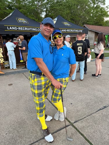 Customer photo review of yellow grid Womens Golf Knickers Pants