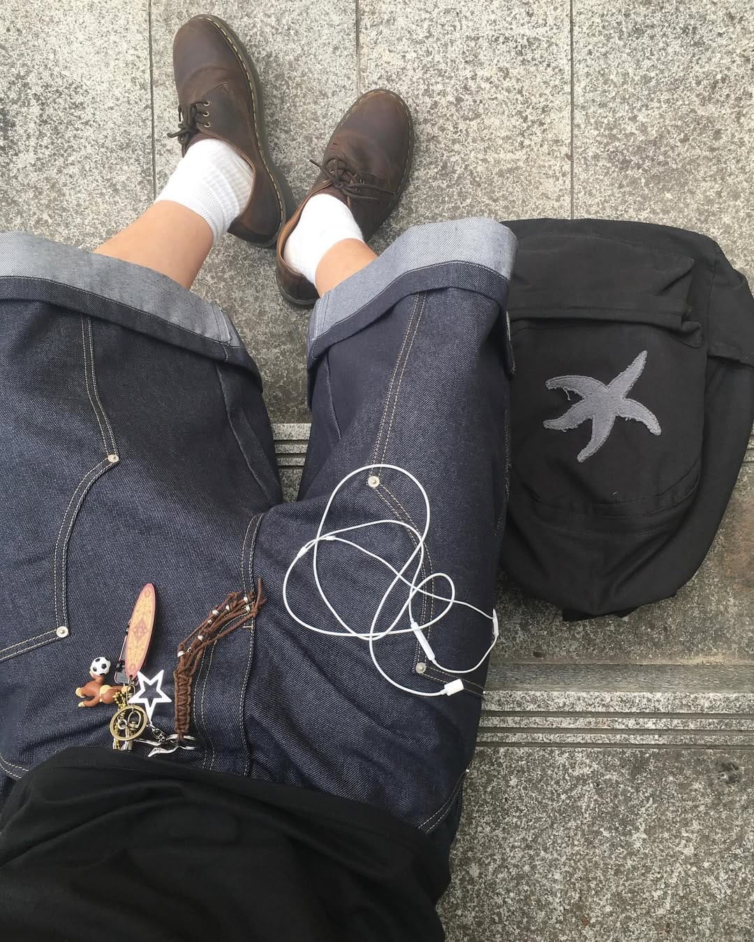 Customer photo review of Raw Denim Carpenter Long Jorts | Inflation Streetwear