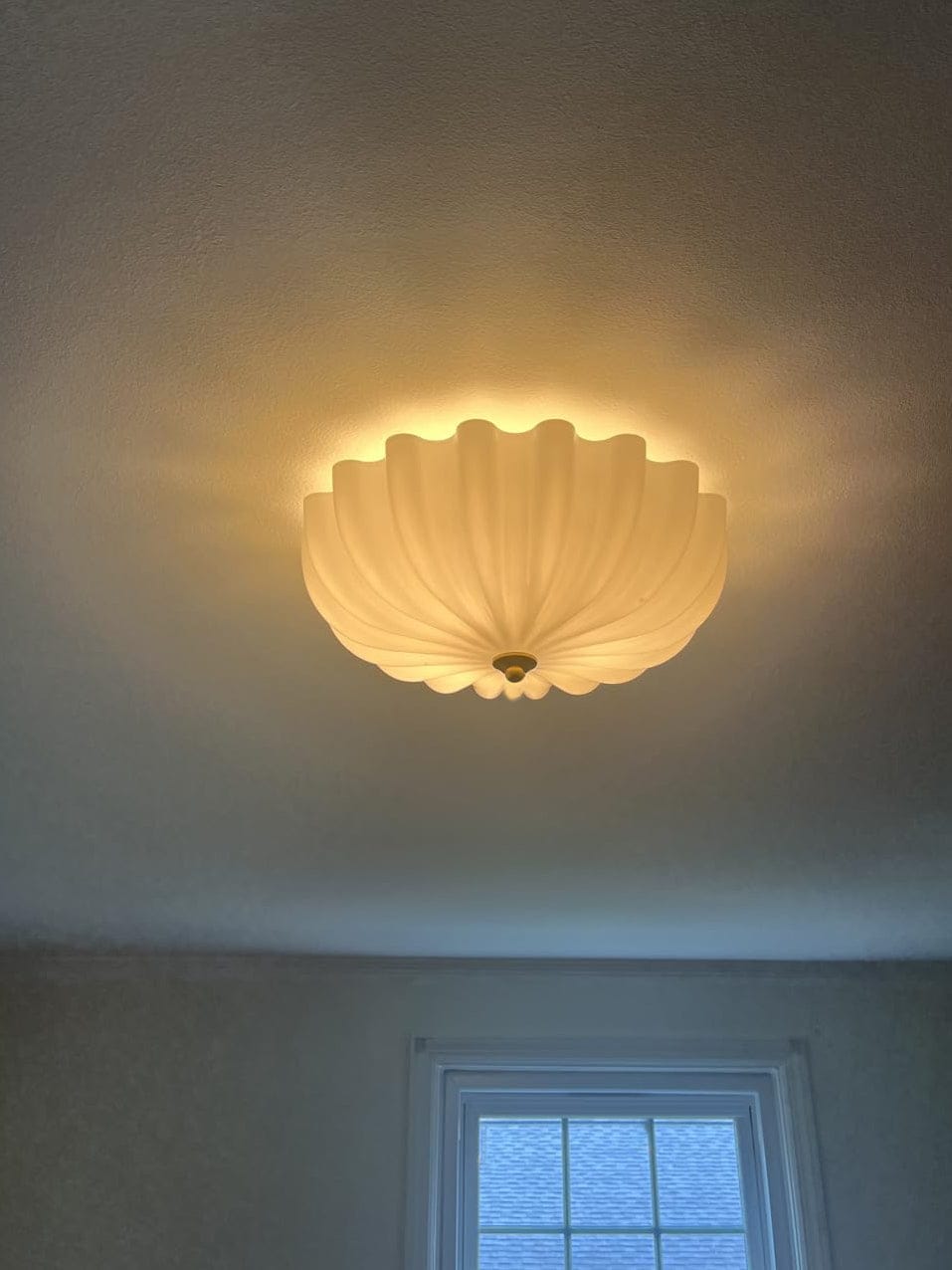 Customer photo review of Modern 3-Light Ivory White Daisy Glass Semi-Flush Mount
