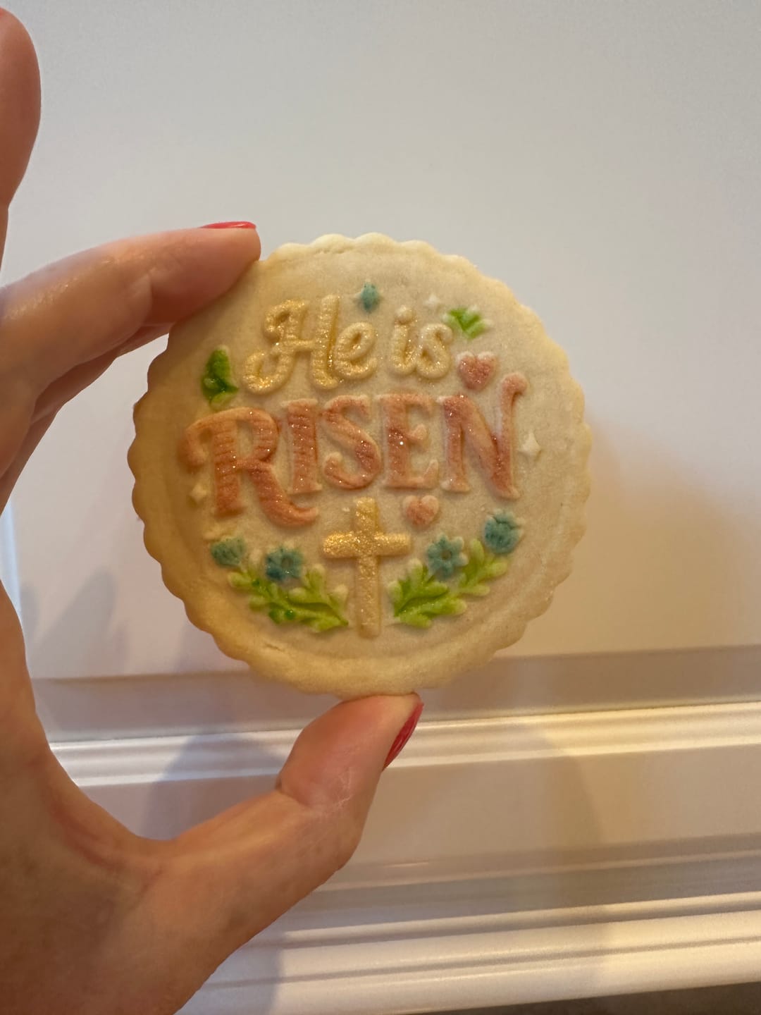 Customer photo review of Embossed Easter Cookie Stamp - He is Risen Circle