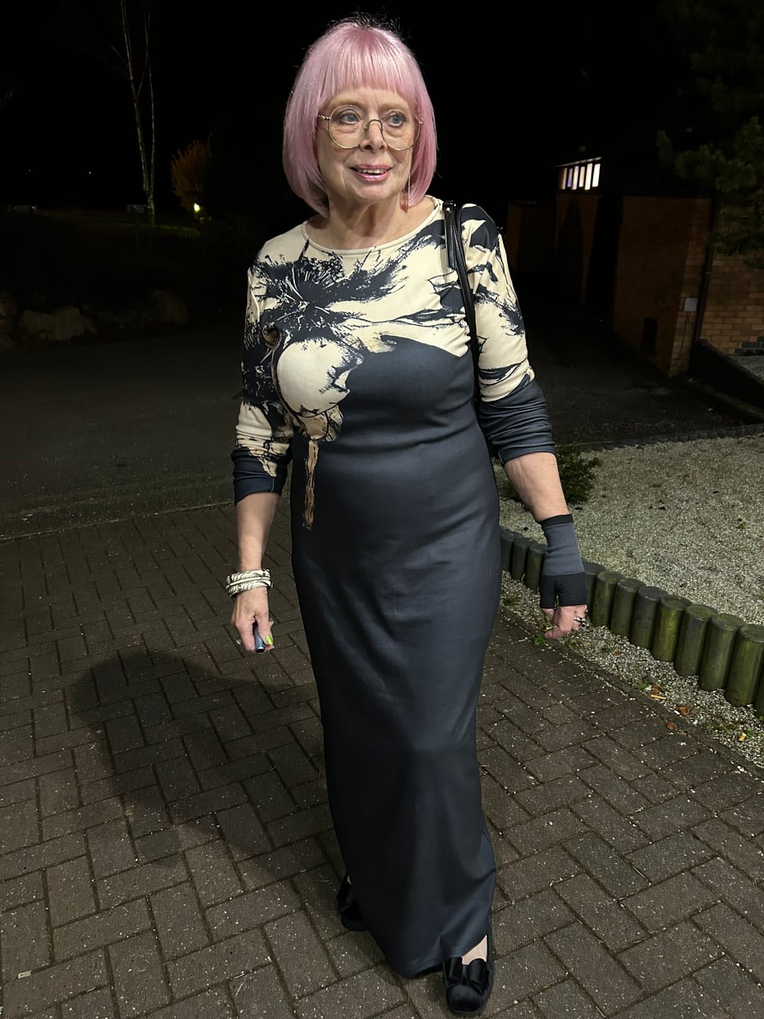 Customer photo review of Bodycon Long Sleeves Floral Printed Boat Neck Maxi Dresses