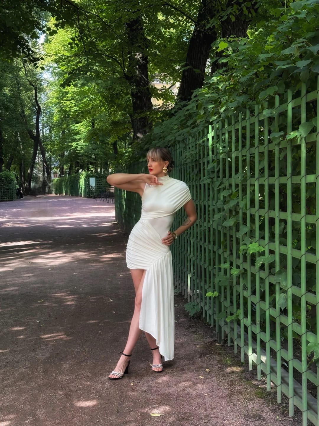 Customer photo review of Jenny High Neck Ruched Mini Dress