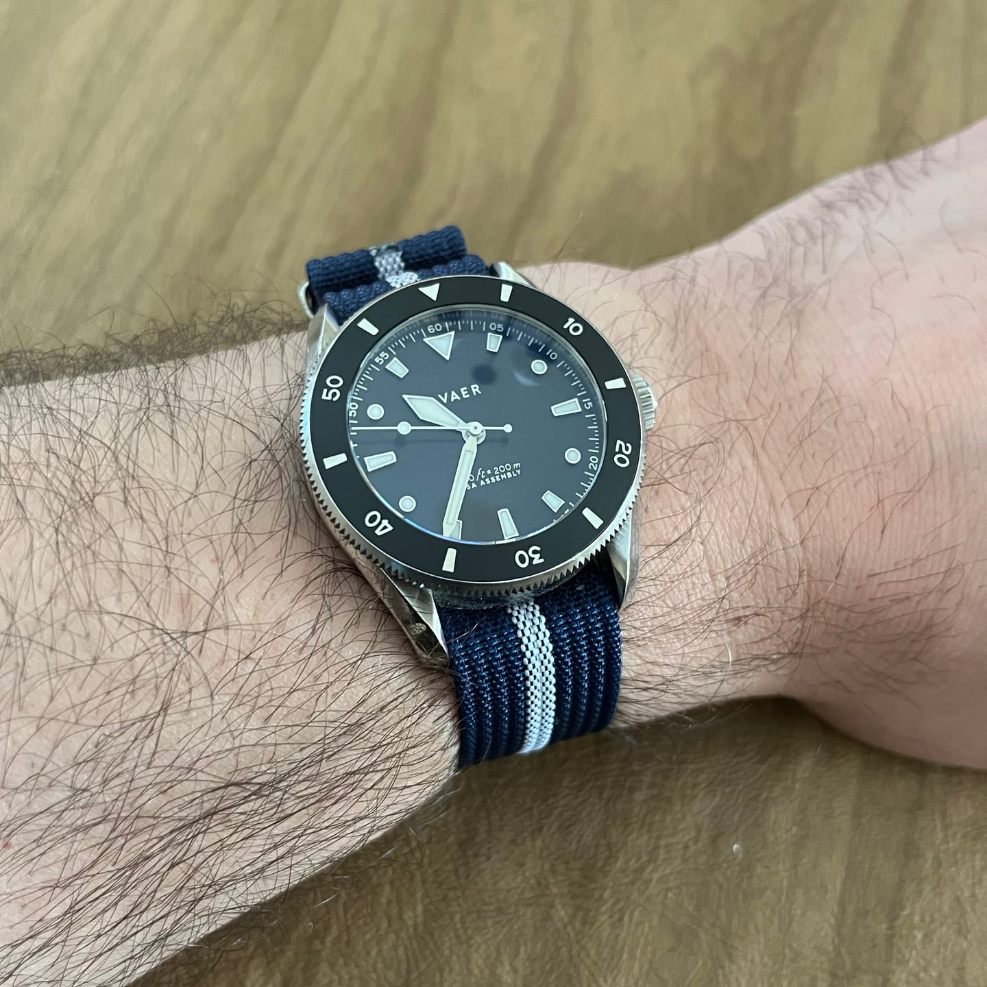 Customer photo review of Ribbed Single-Pass - Blue & White