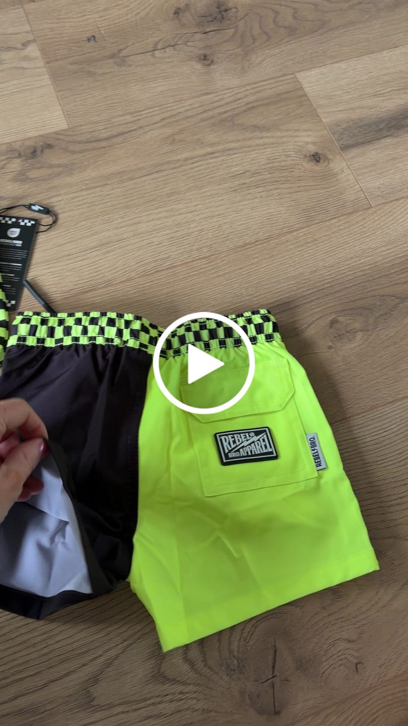 Customer video review of Hybrid Swim Trunks in Neon Electric Lime + Black Colorblock