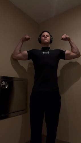 Customer photo review of Void Tech™ Adrenaline Mock Neck Compression [VOID BLACK]