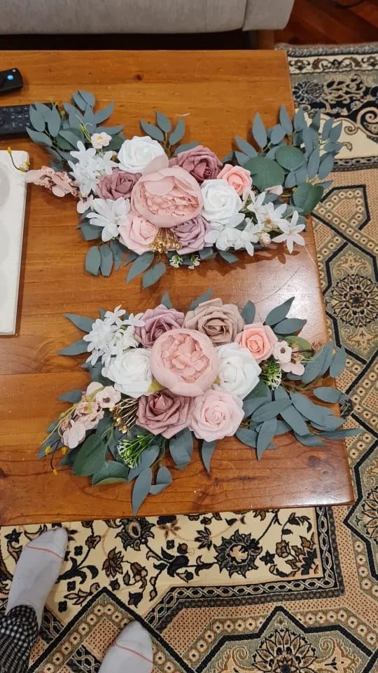 Customer photo review of 2pcs Artificial Rose Arrangement Wreaths – Premium Silk Faux Flower Circle for Wedding, Outdoor, Home & Arch Décor