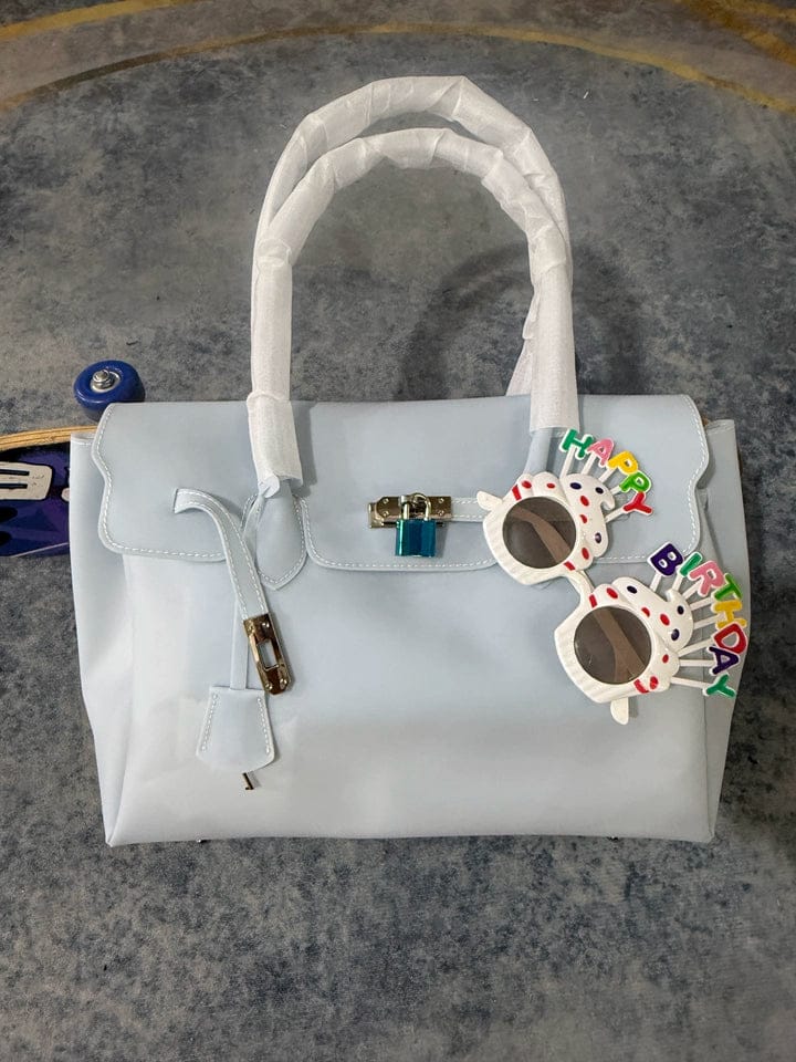 Customer photo review of Ice Blue Jelly Mood Bag – Medium (Clean Girl Energy)