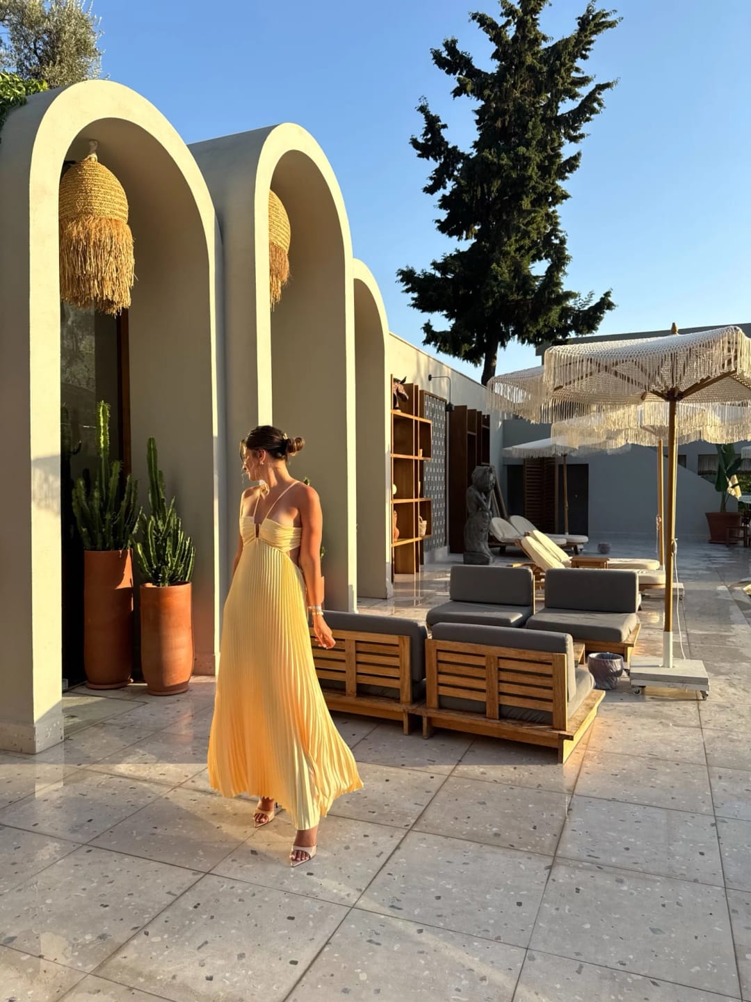 Customer photo review of Lindsay Cutout Pleated Maxi Dress