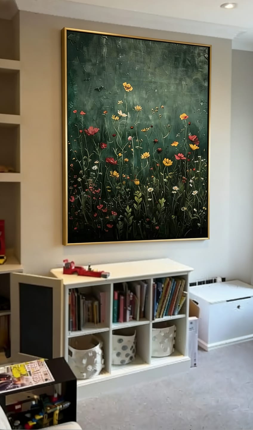 Customer photo review of Moody Wildflower Meadow Textured Floral Painting