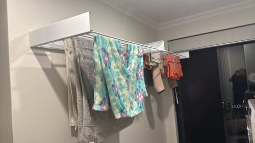 Customer photo review of Wall Mounted Drying Rack - Foldable Indoor and Outdoor Drying Rack
