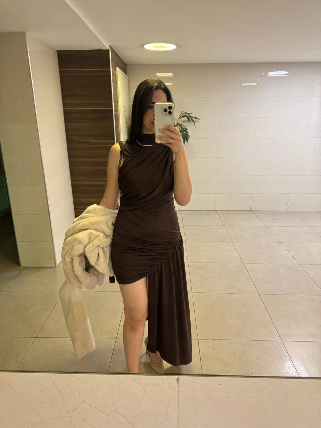 Customer photo review of Jenny High Neck Ruched Mini Dress