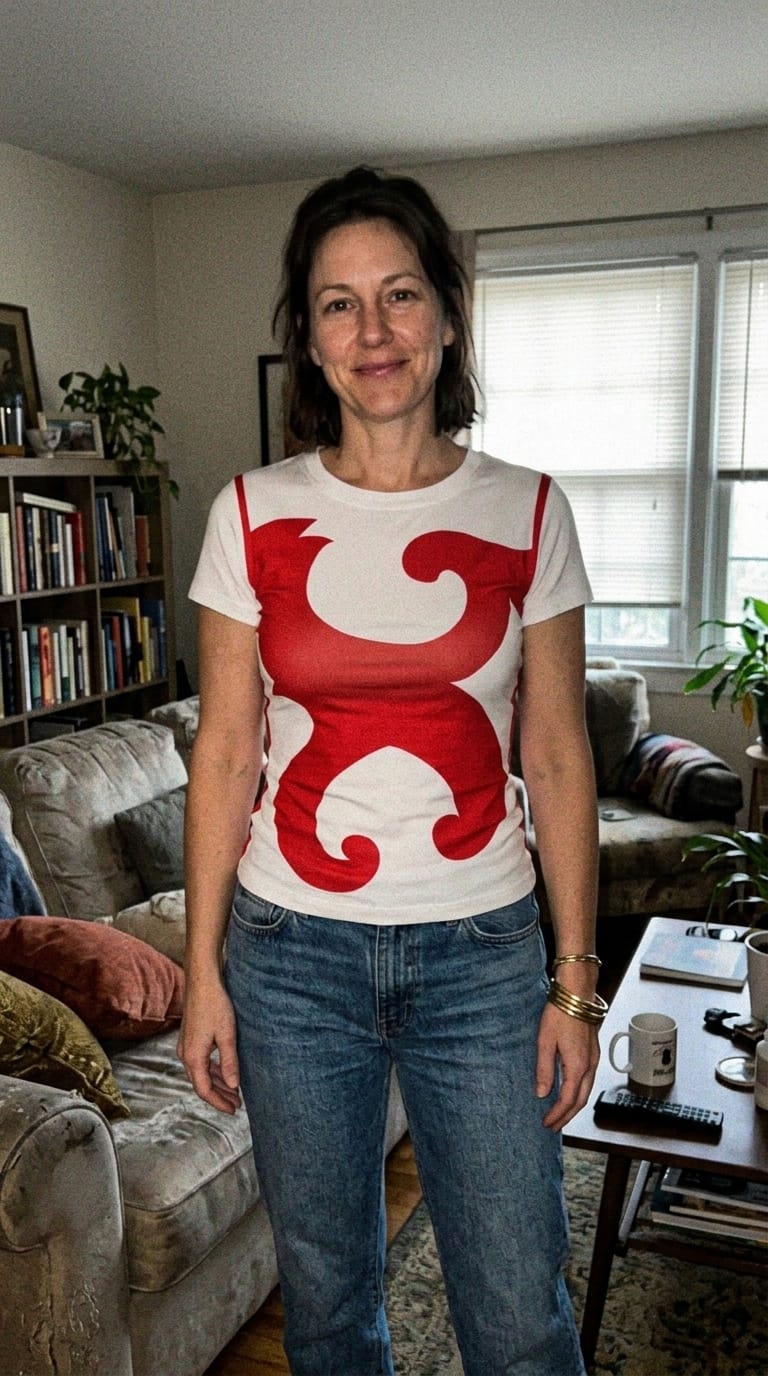 Customer photo review of Short Sleeves Contrast Color Printed Round-Neck T-Shirts Tops