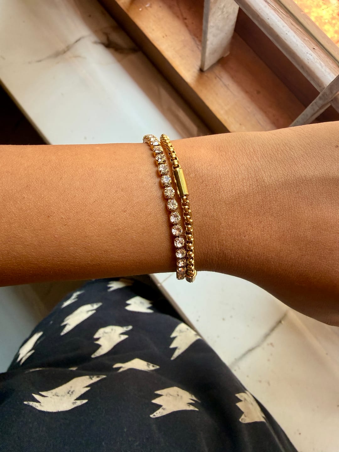Customer photo review of Golden Glamour Layered Bracelet