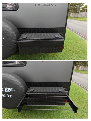 Customer photo review of RV/Caravan Mounted Drying Rack - Foldable Indoor and Outdoor