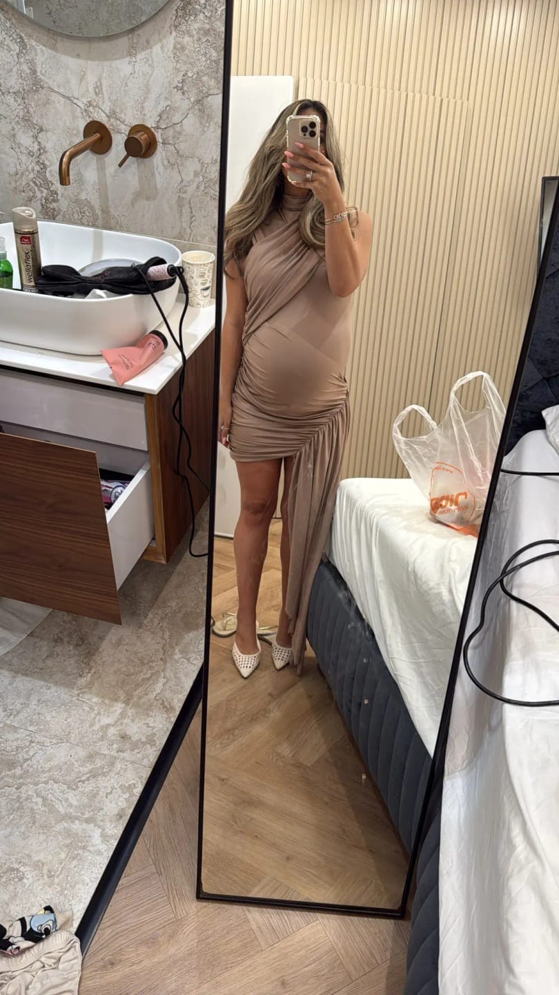 Customer photo review of Jenny High Neck Ruched Mini Dress