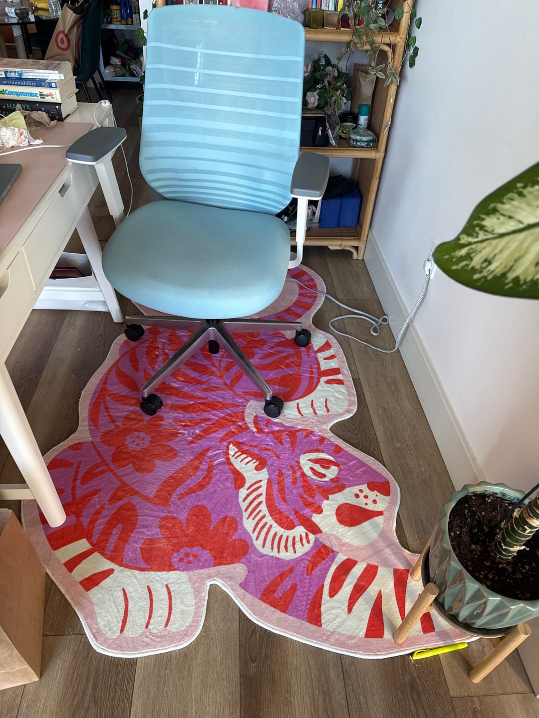 Customer photo review of Pink Vintage Tiger Shaped Rug by Jessica Miller