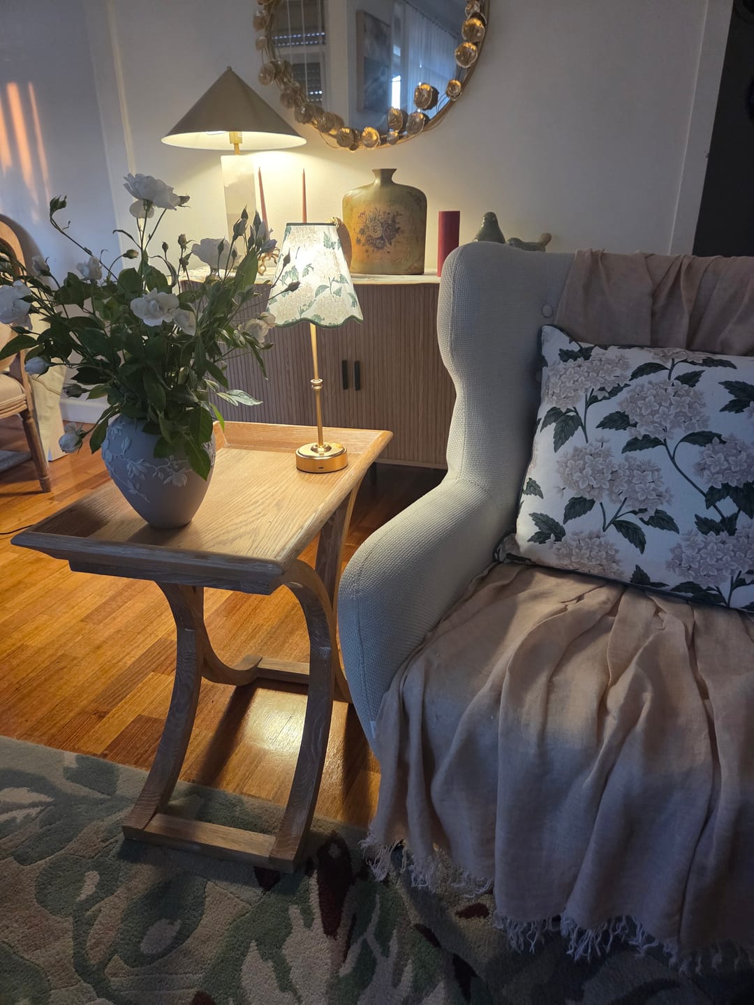 Customer photo review of Outdoor Green and Cream Hydrangea Cushion Cover 50x50cm