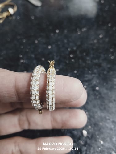 Customer photo review of Diamond Studded Hoop Earrings