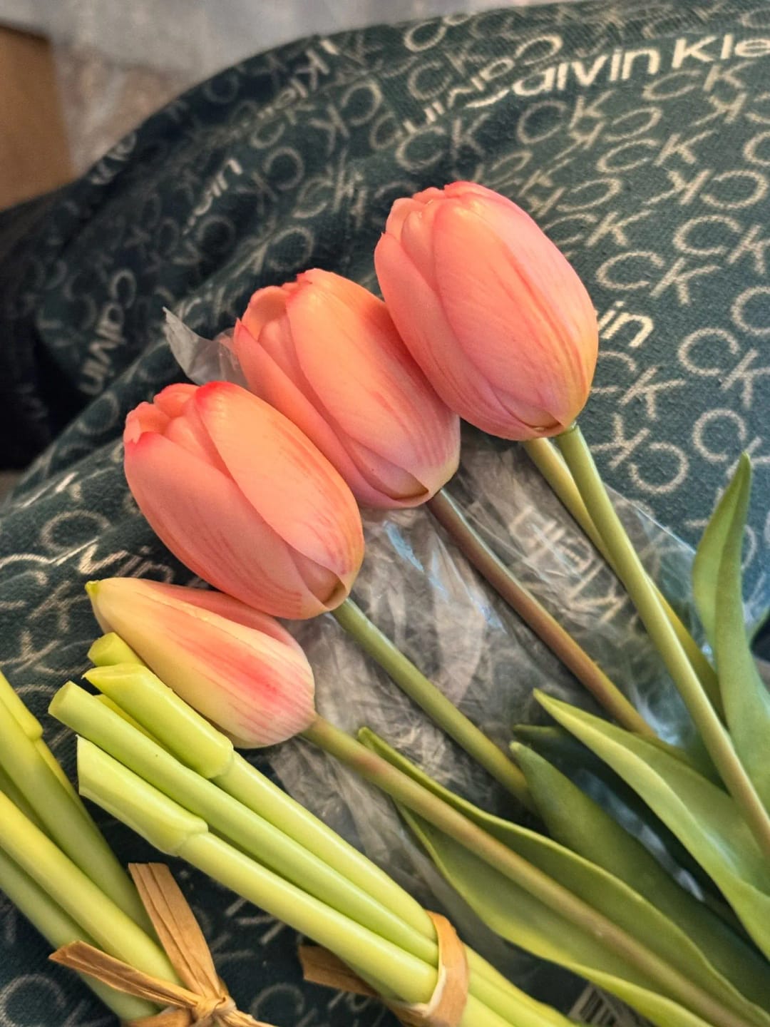 Customer photo review of 5PCS Real Touch Silicone Tulip Artificial Flower Bouquet – Latex Faux Tulips