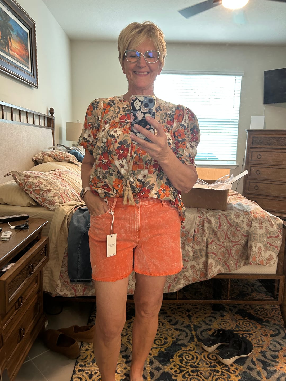 Customer photo review of Judy Blue Peach Garment Dyed Denim Shorts