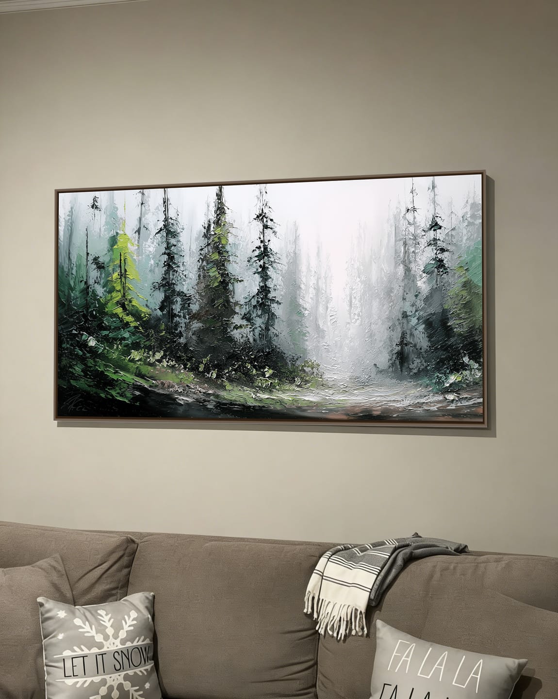 Customer photo review of Misty Pines Textured Forest Landscape Painting