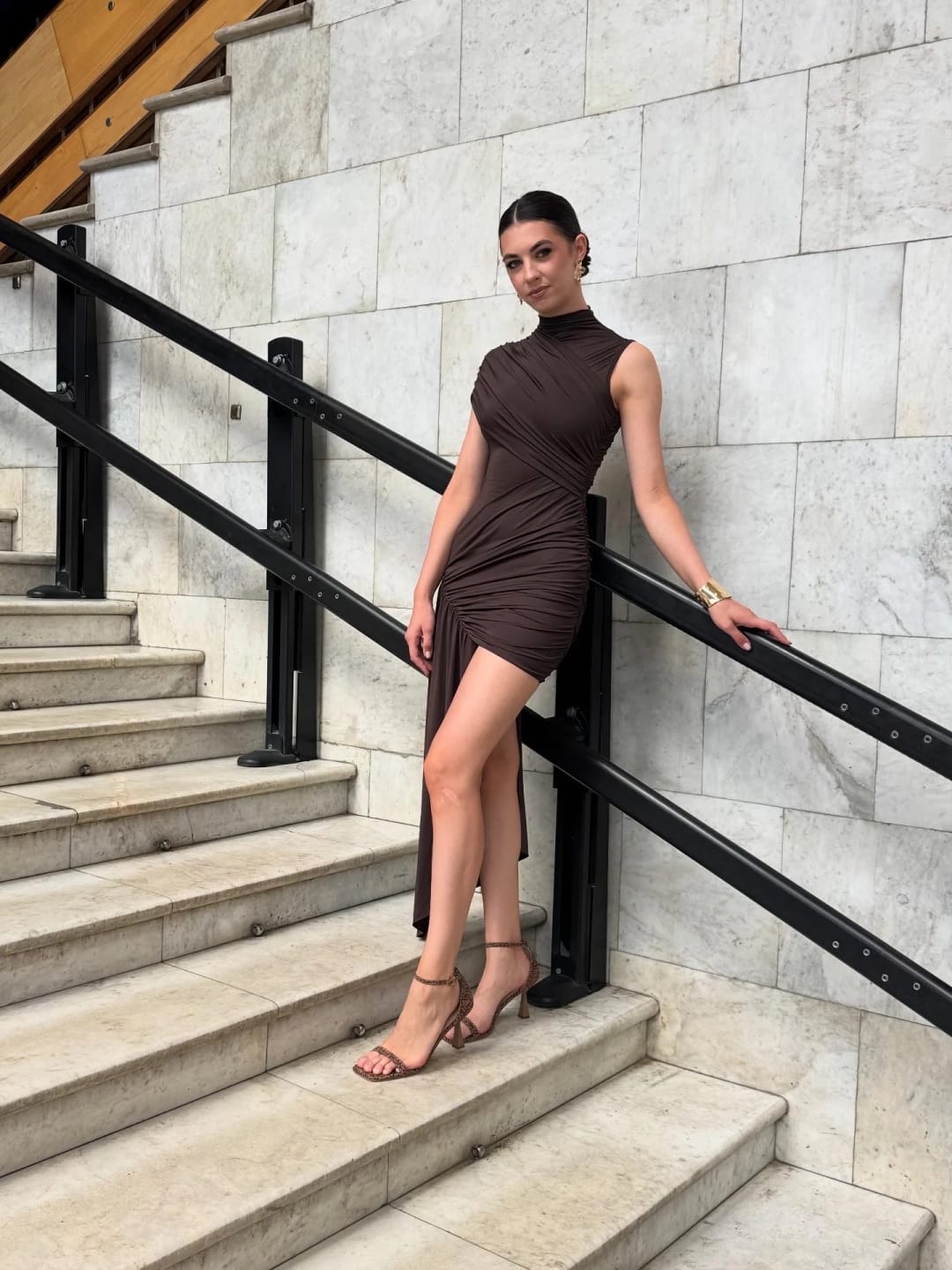Customer photo review of Jenny High Neck Ruched Mini Dress