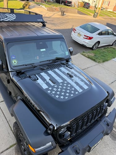 Customer photo review of Subdued American Flag Topography - Sport/Sahara/Overland/Willys Hood Graphic