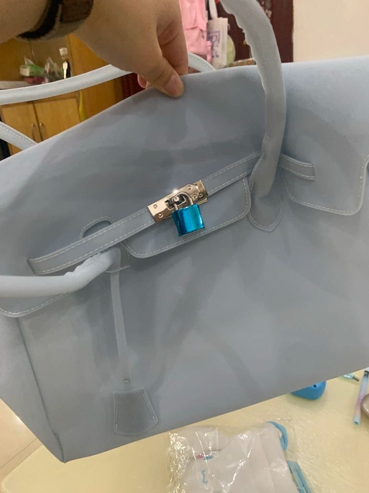 Customer photo review of Ice Blue Jelly Mood Bag – Medium (Clean Girl Energy)