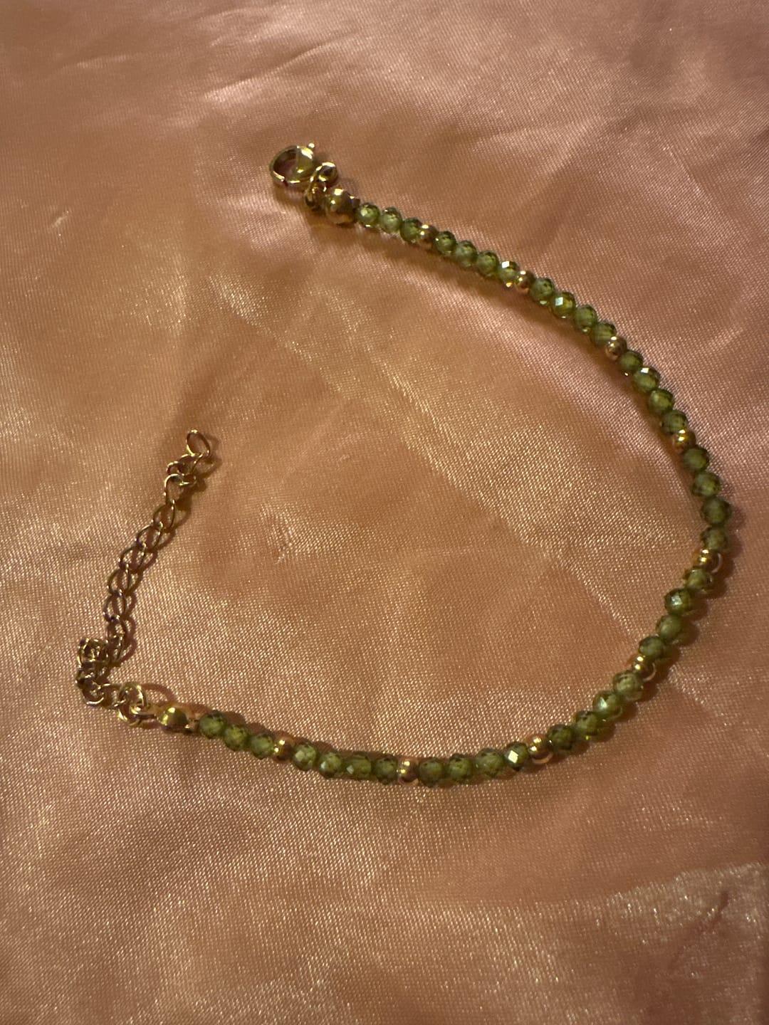 Customer photo review of Green Peridot Bead Bracelet