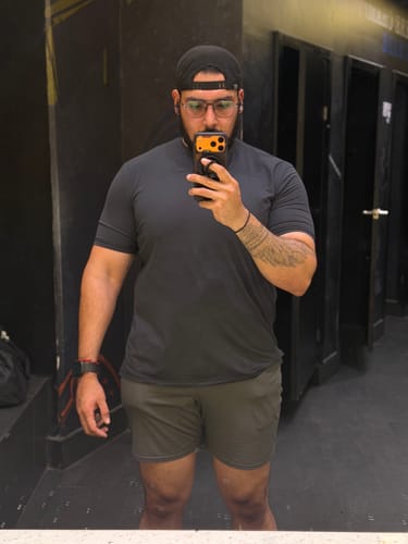 Customer photo review of OmniSoft Essential Tee - Navy Blue