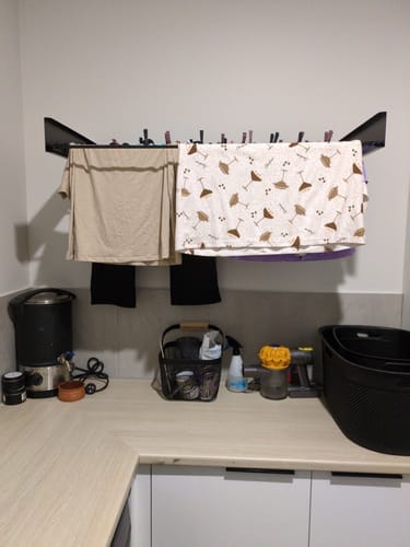 Customer photo review of Wall Mounted Drying Rack - Foldable Indoor and Outdoor Drying Rack