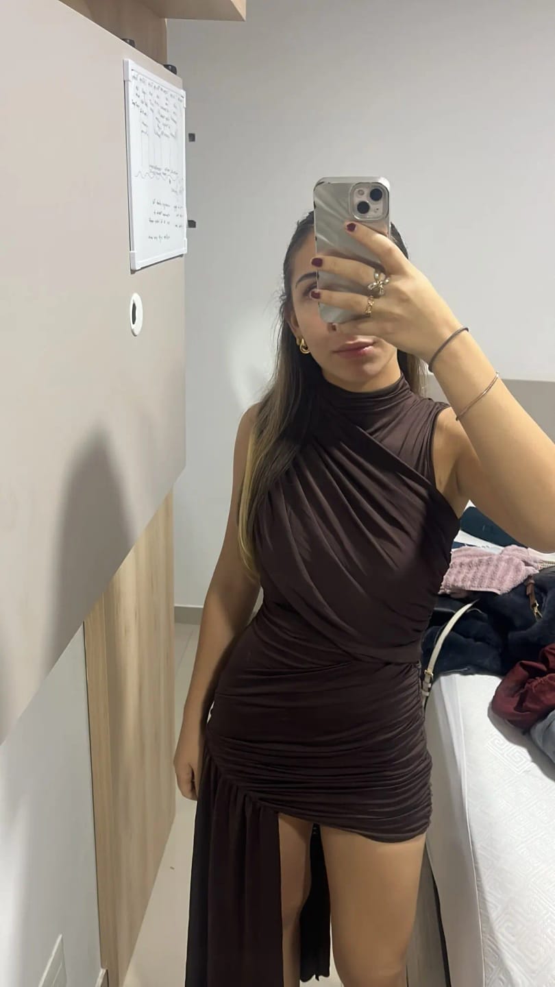Customer photo review of Jenny High Neck Ruched Mini Dress