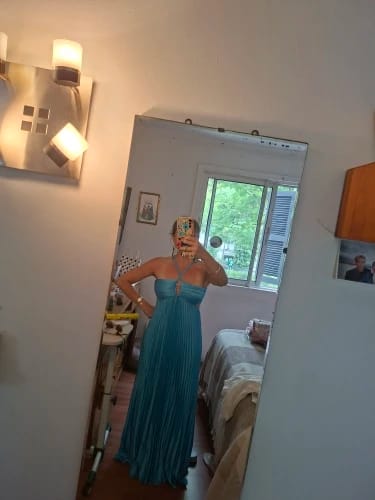 Customer photo review of Lindsay Cutout Pleated Maxi Dress