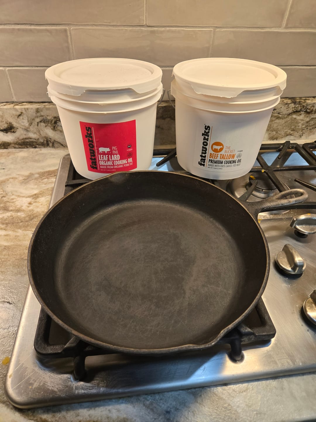 Customer photo review of Organic Leaf Lard Pig Pail-1 GALLON NEW