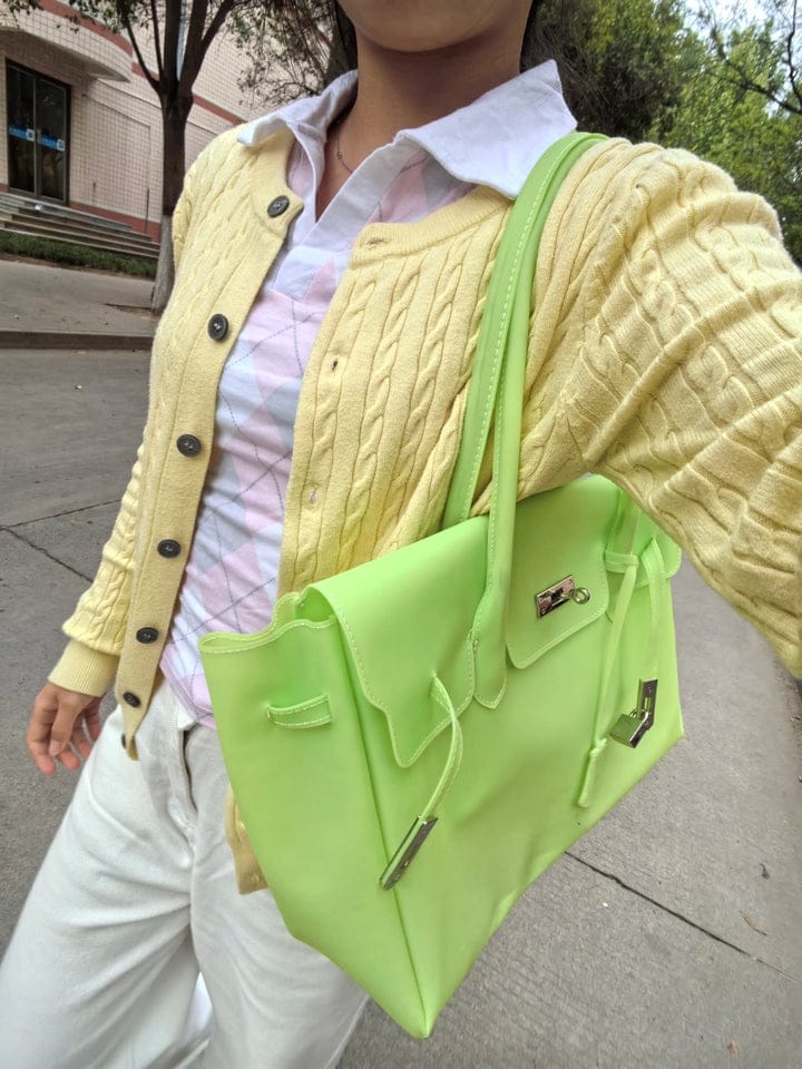 Customer photo review of Neon Green Y2K Candy Jelly Mood Bag – Medium (Chaos Energy)