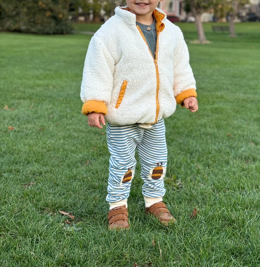 Customer photo review of Bees Knees Patch Striped Joggers