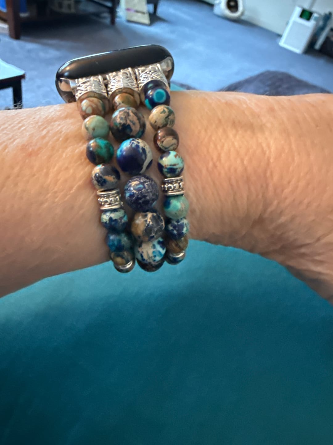 Customer photo review of Imperial Jasper Stretch Apple Watch Strap