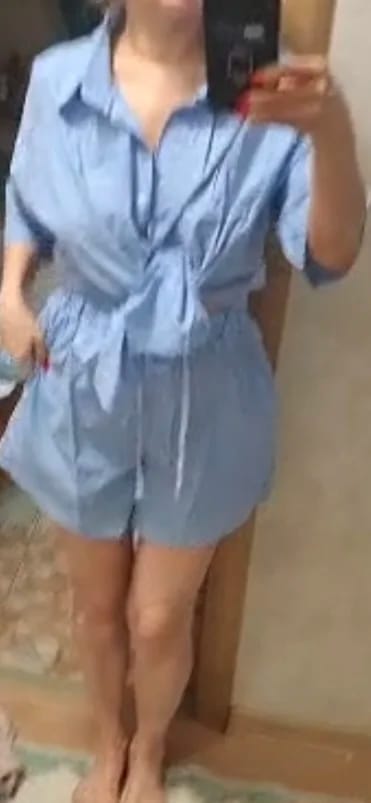 Customer photo review of Erica Button-Down Blouse & Shorts Set