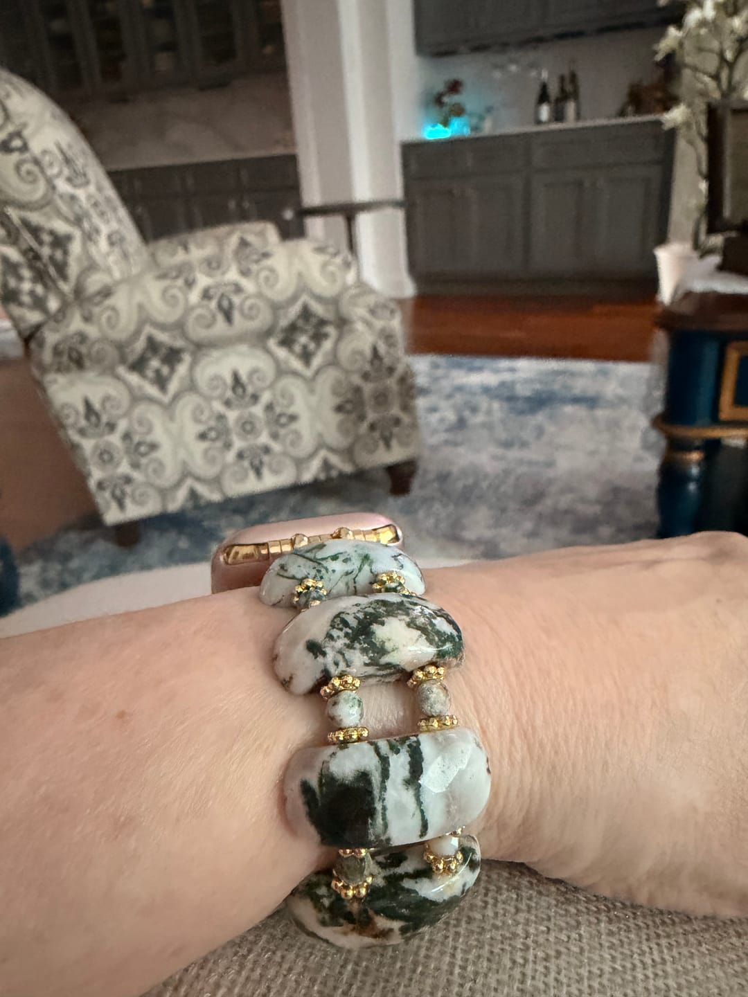 Customer photo review of Forest Agate Earth Stretch Apple Watch Strap