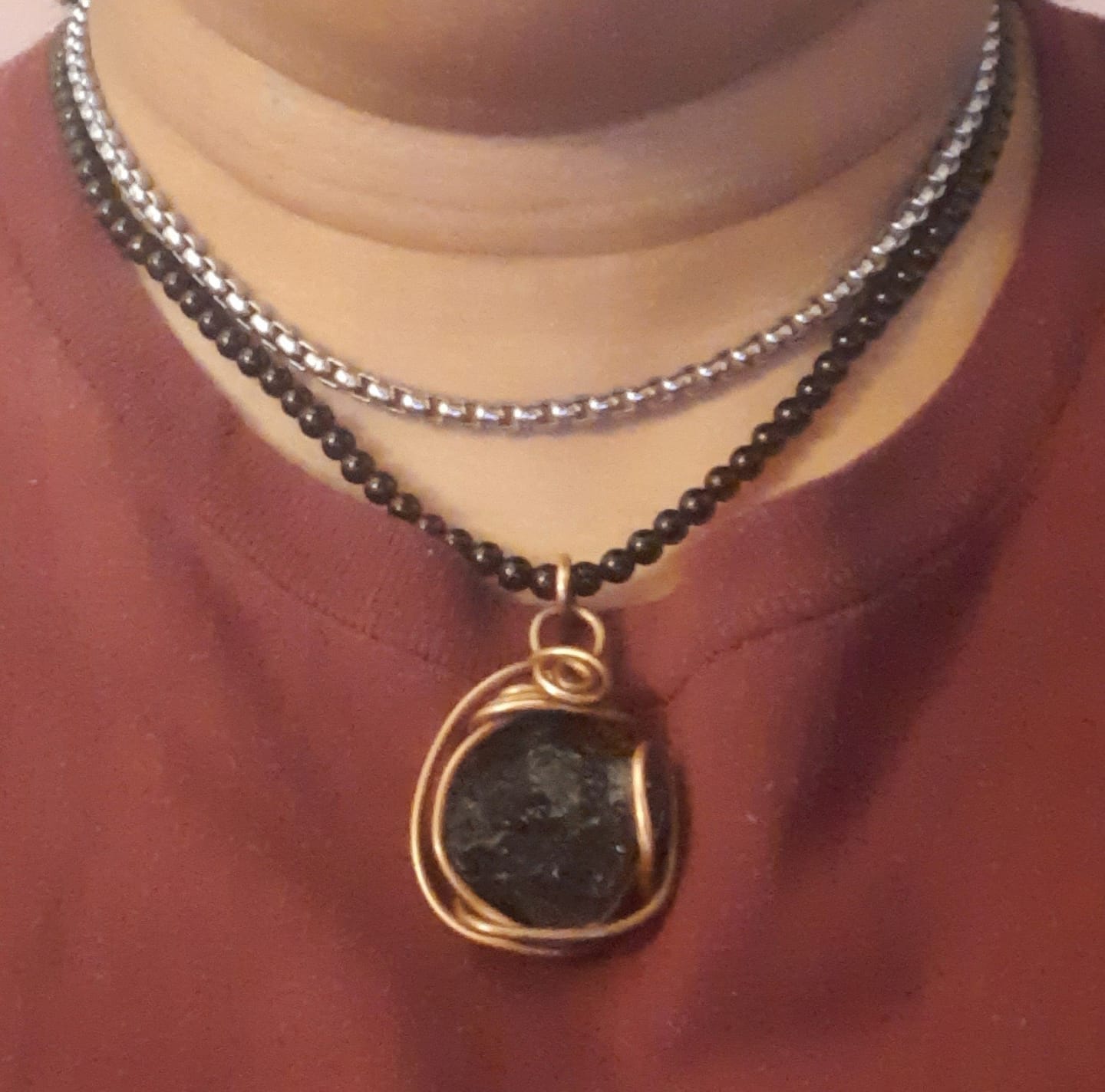 Customer photo review of Black Tourmaline Beaded Necklace Mini