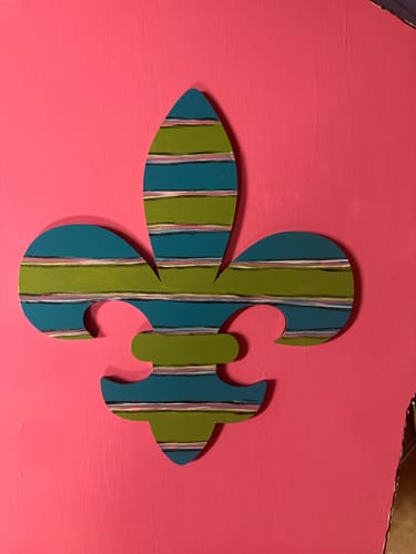 Customer photo review of Unfinished Wood Fleur di Lis Shape | Saint's Football | France | DIY Craft Cutout | up to 46"
